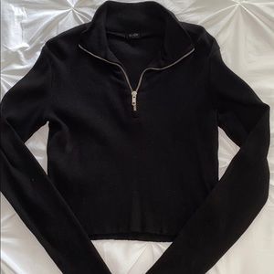 John Galt Black Quarter Zip Top